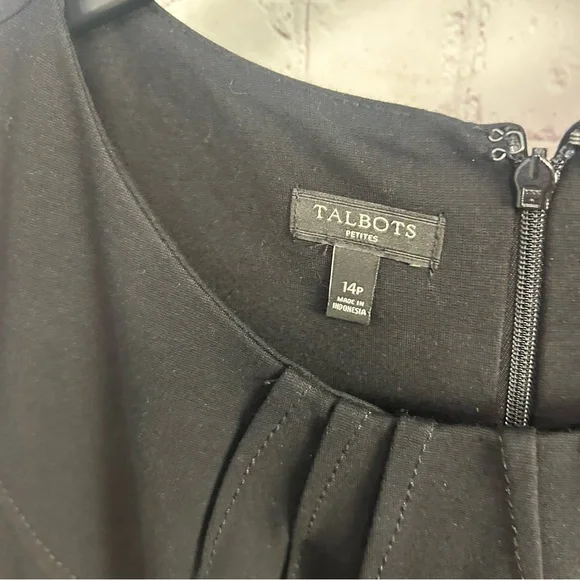 Talbots Petites black ponte knit pleated capsule midi dress capsule dressy chic - Picture 7 of 9